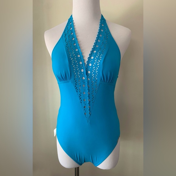 New Lise Charmel Ajourage Plunge Front Cut-out Swimsuit Turquoise Small - Picture 1 of 11